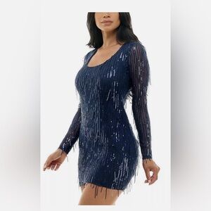 Brand New City Studio Juniors Long-Sleeve Sequin Bodycon Mini Dress
